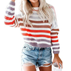 Damen Strickpullover mit modernem Streifenmuster und lässigem Schnitt R&B