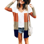 Damen Strickjacke mit modernen Farbblöcken und Taschen R&B