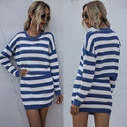 Damen gestreifter Pullover und Rock Set