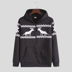 Herren Kapuzenjacke mit kunstvollem Rentier-Design und weichem Innenfutter