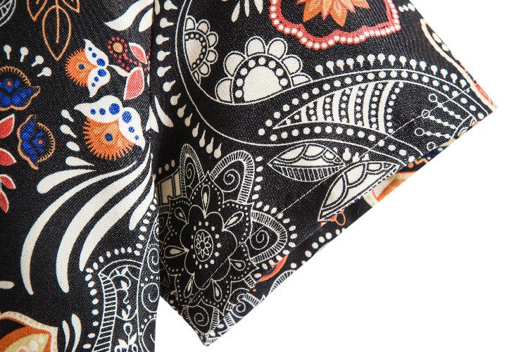 Damen Kurzarmbluse mit floralen Mustern und feiner Struktur