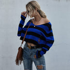 Damen lässiger Streifenpullover im Oversized Schnitt