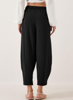 R&B | Locker lässige Neun-Punkt-Hose mit Kordelzug und elastischer Taille