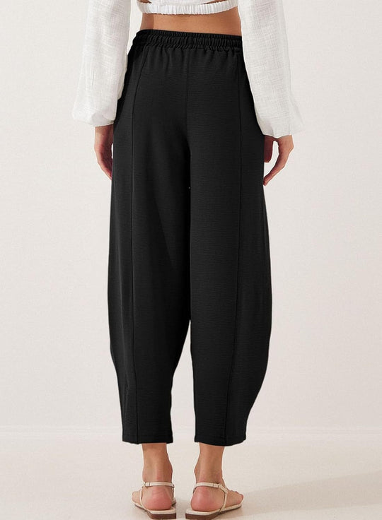 R&B | Locker lässige Neun-Punkt-Hose mit Kordelzug und elastischer Taille