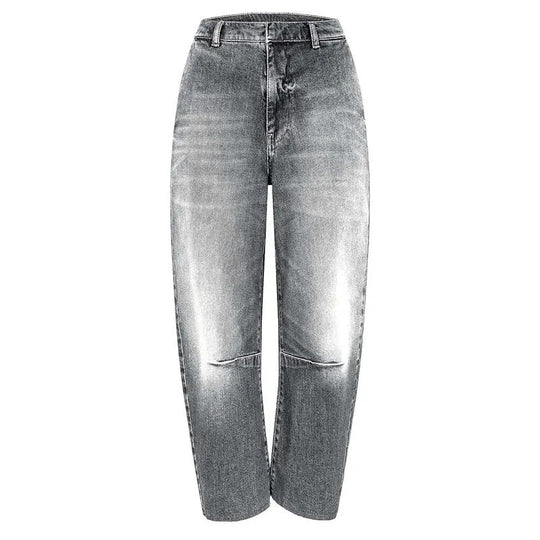R&B | Jeansjacke mit Gürtel, Stehkragen und langen Ärmeln