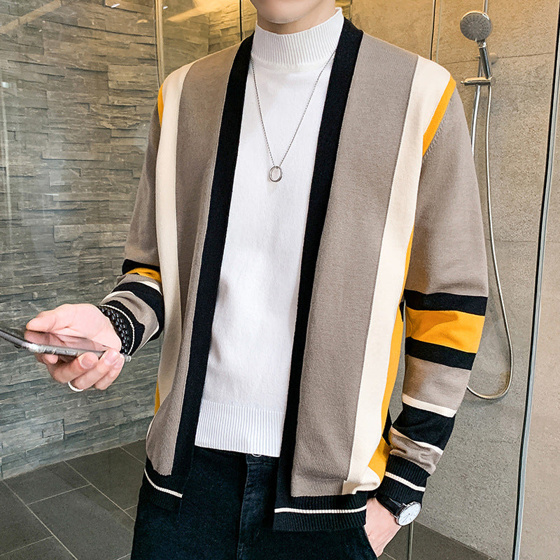 Herren Strickjacke mit modernem Farbblockdesign R&B