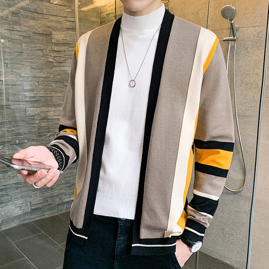 Herren Strickjacke mit modernem Farbblockdesign R&B