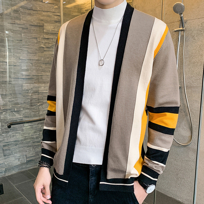 Herren Strickjacke mit modernem Farbblockdesign R&B