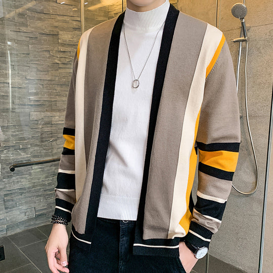Herren Strickjacke mit modernem Farbblockdesign R&B