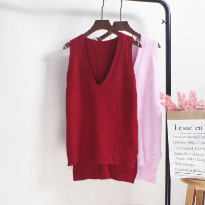 Damen Ärmelloses Stricktop mit V-Ausschnitt und Feinstrickstruktur R&B