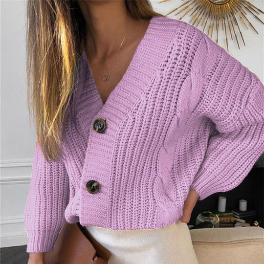 Damen Grobstrick-Cardigan mit Knopfverschluss und originellem Kabelmuster R&B