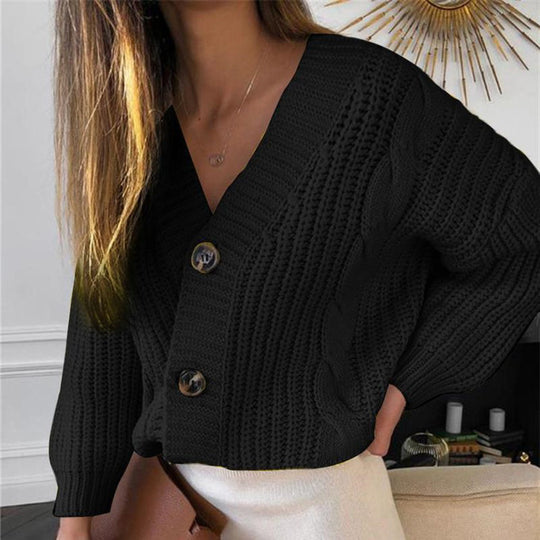 Damen Grobstrick-Cardigan mit Knopfverschluss und originellem Kabelmuster R&B