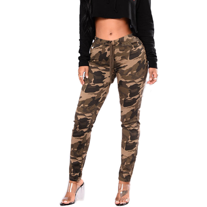 Damen Modische Cargohose mit seitlichen Taschen und verstellbarem Bund