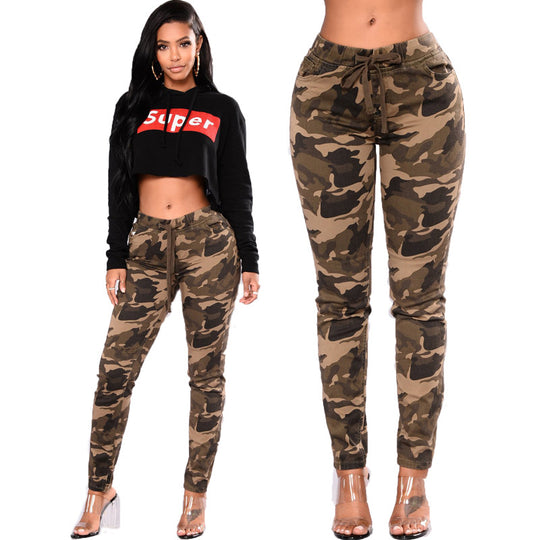 Damen Modische Cargohose mit seitlichen Taschen und verstellbarem Bund R&B