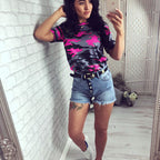 Damen Sportliches Camouflage-T-Shirt R&B
