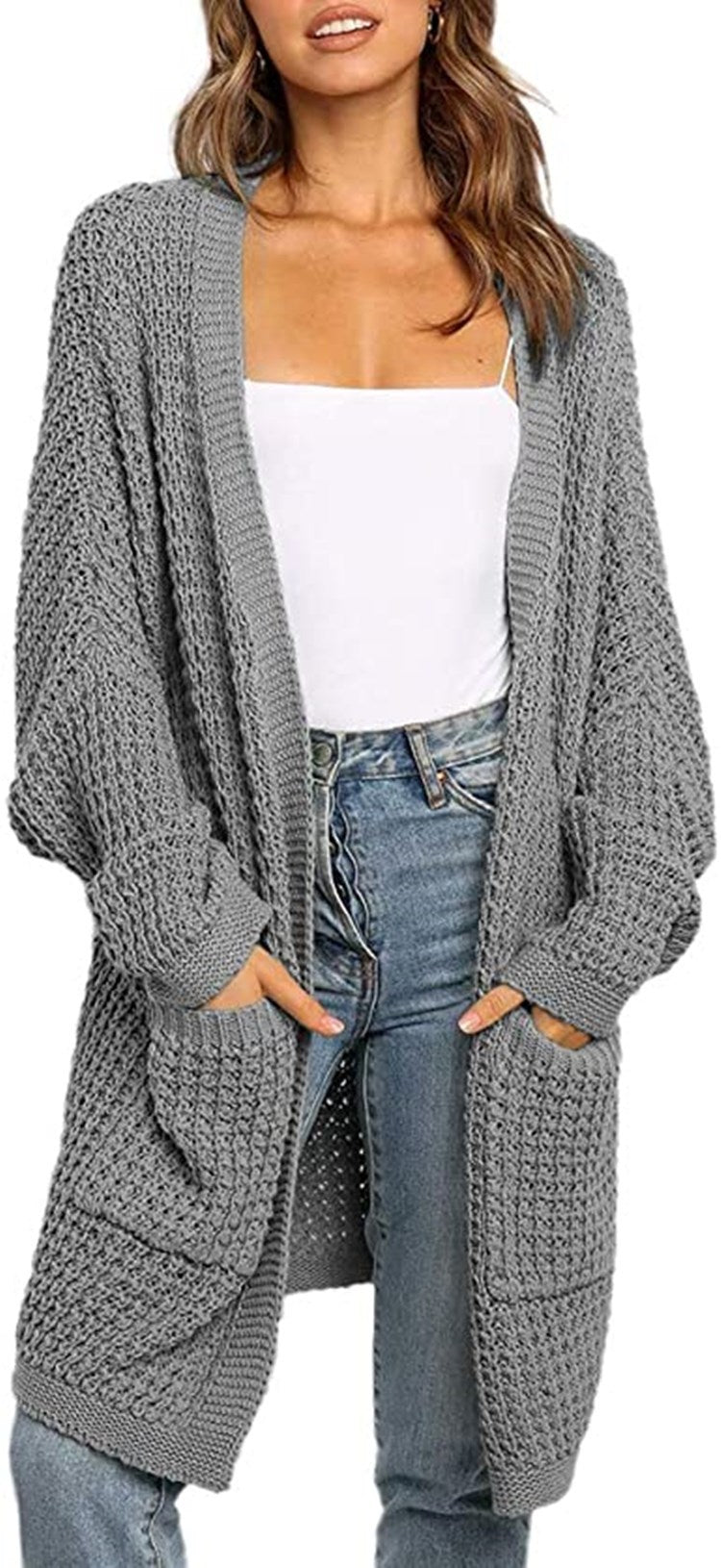 Damen Strickcardigan mit großzügigen Taschen und lockerer Passform