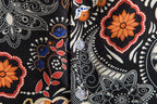 Damen Kurzarmbluse mit floralen Mustern und feiner Struktur