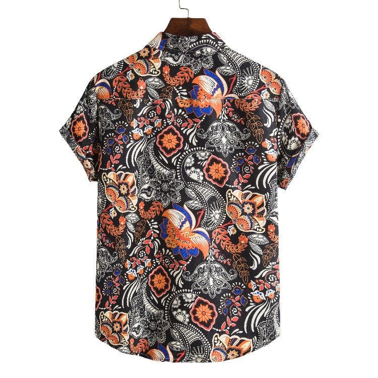 Damen Kurzarmbluse mit floralen Mustern und feiner Struktur