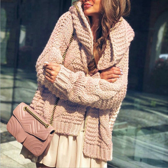 Damen Grobstrickjacke mit lässigen Oversized-Schnitt R&B