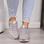 Damen Sportliche Sneakers mit atmungsaktiver Mesh-Oberfläche und modischem Reißverschluss R&B