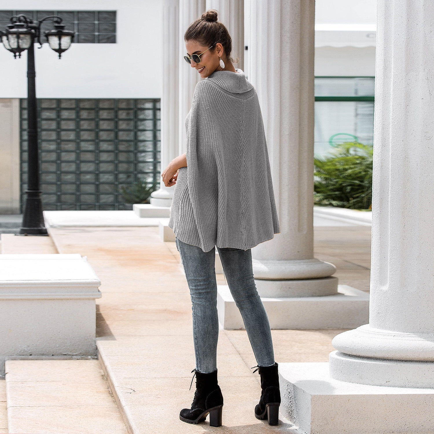 Damen Cape-Pullover mit strukturiertem Design und weitem Schnitt