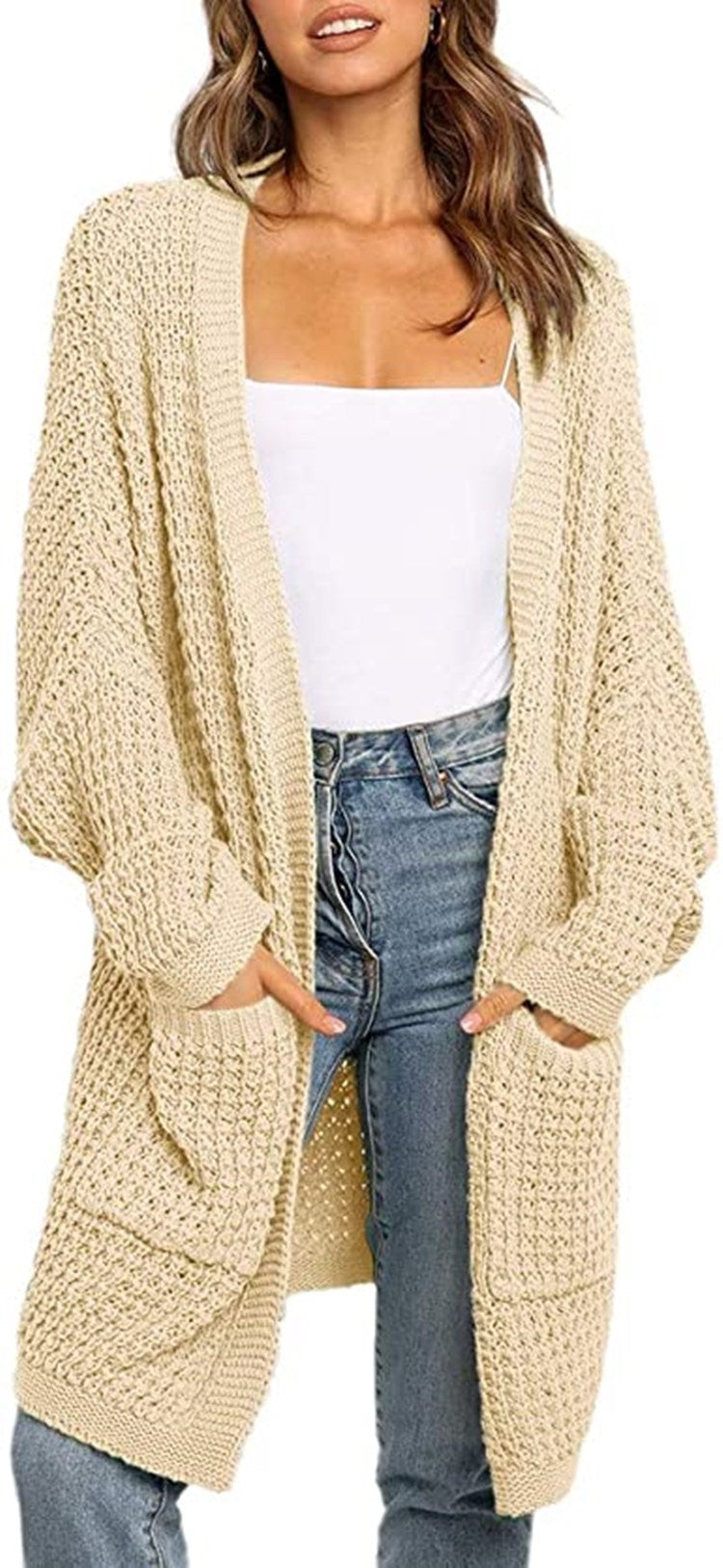 Damen Strickcardigan mit großzügigen Taschen und lockerer Passform R&B