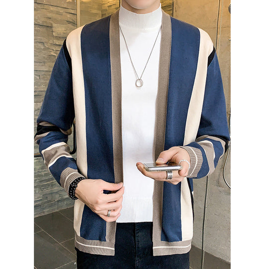 Herren Strickjacke mit modernem Farbblockdesign R&B