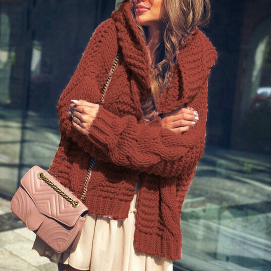 Damen Grobstrickjacke mit lässigen Oversized-Schnitt R&B