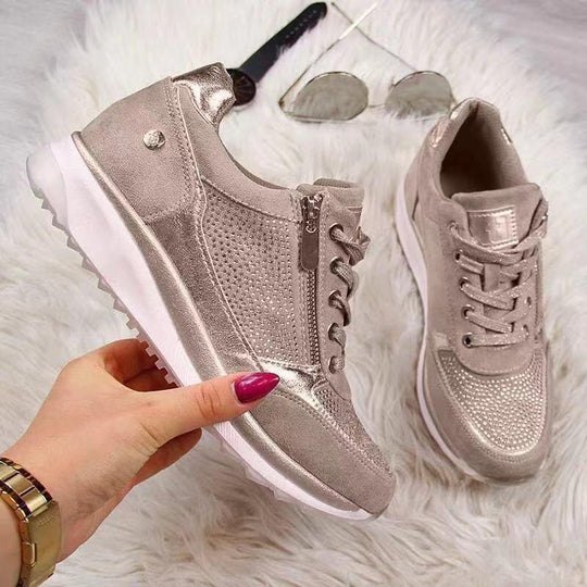 Damen Sportliche Sneakers mit atmungsaktiver Mesh-Oberfläche und modischem Reißverschluss R&B