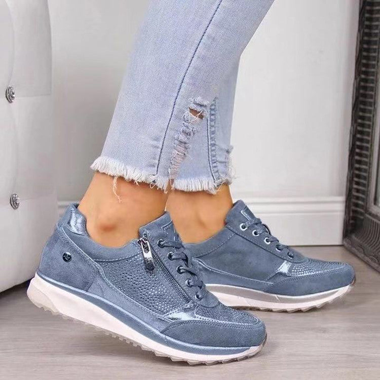 Damen Sportliche Sneakers mit atmungsaktiver Mesh-Oberfläche und modischem Reißverschluss R&B