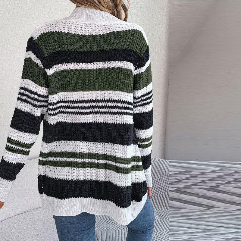 R&B | Gestreifte Strick-Strickjacke mit Modernem Look