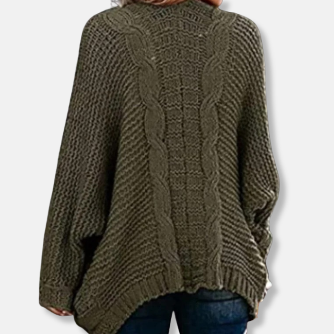 R&B | Woll Übergroßer Cardigan Gerippter Offener Fronttaschen Cardigan