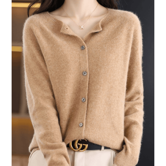 R&B | Damen Feinstrickjacke Mit Rundhalsausschnitt