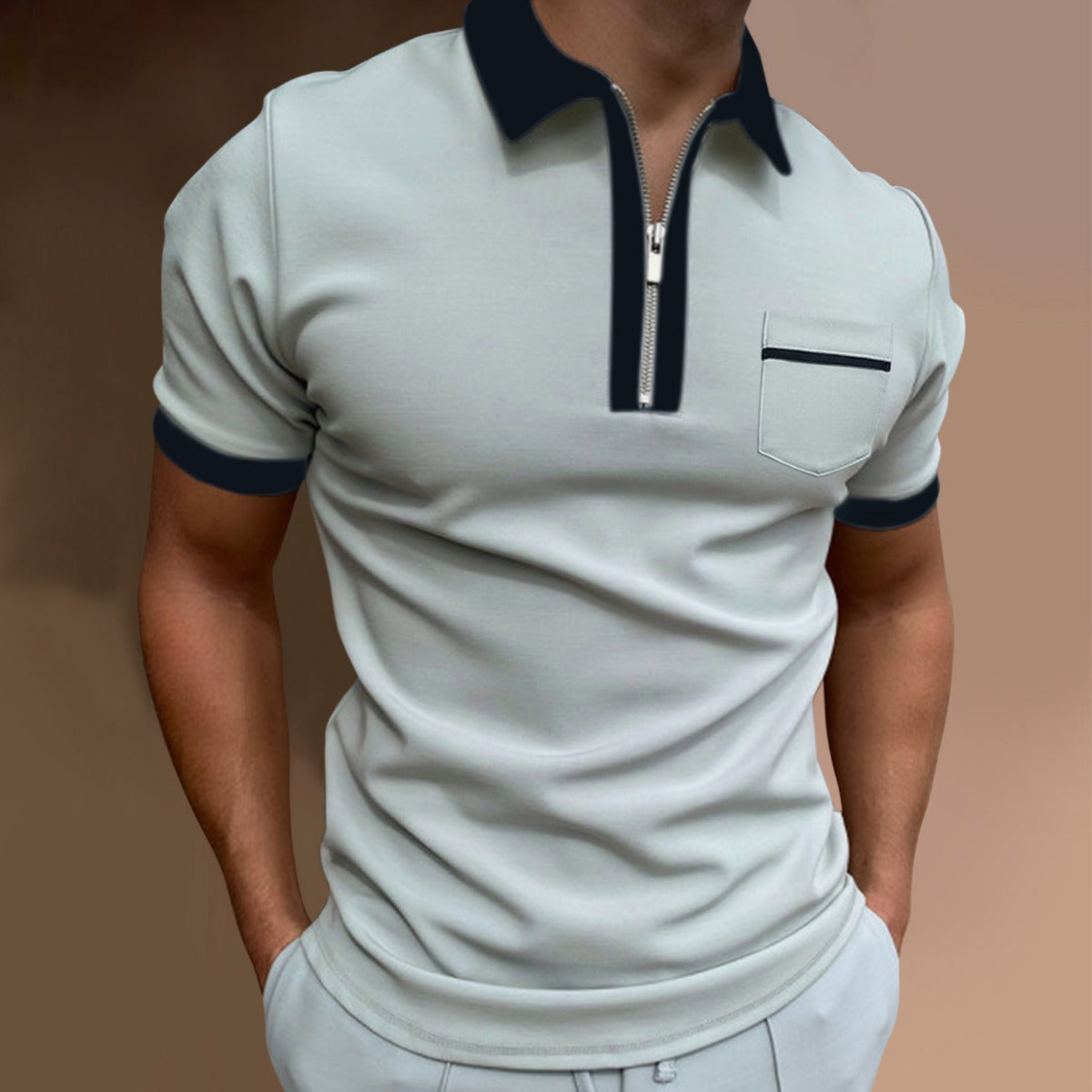 R&B | Schmal geschnittenes Taschen-Poloshirt