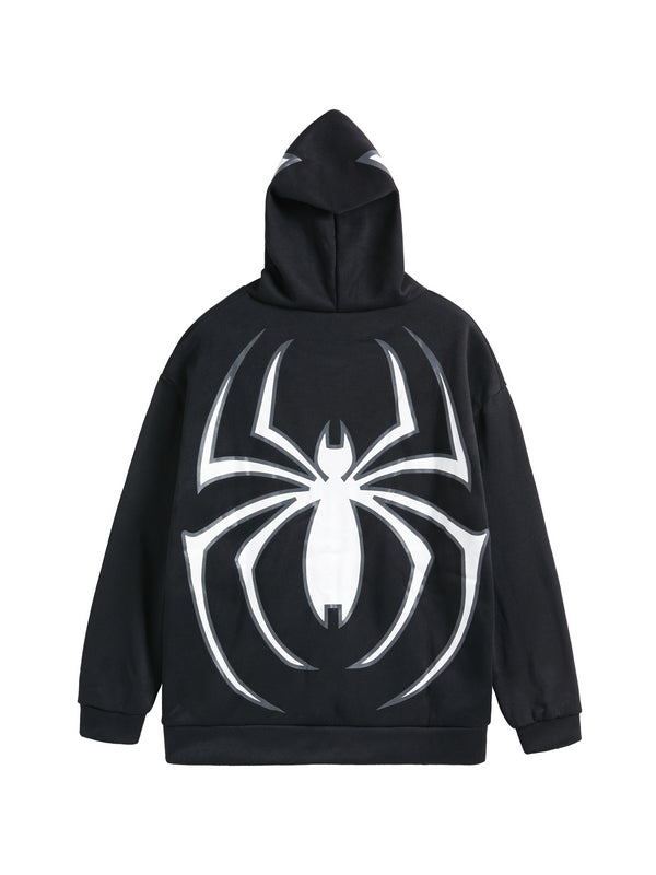 R&B | Hoodie mit Reißverschluss Und Spinnenprint