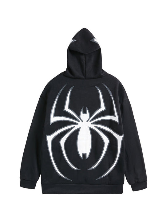 R&B | Hoodie mit Reißverschluss Und Spinnenprint