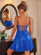 R&B | Pailletten-Schnürkleid