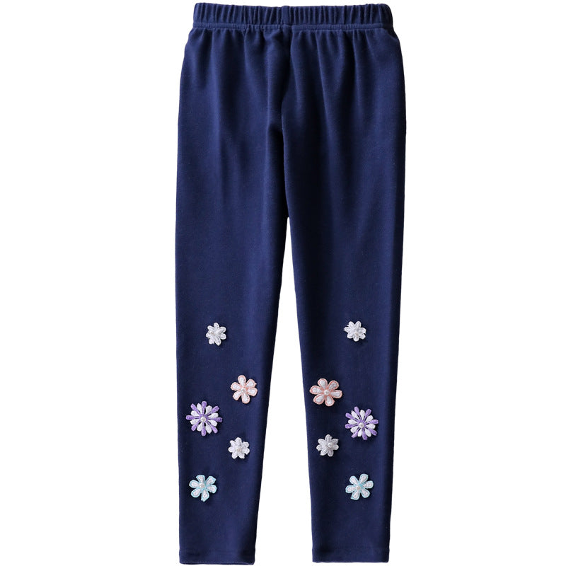Mädchen Leggings mit floralem Applikationsdesign R&B