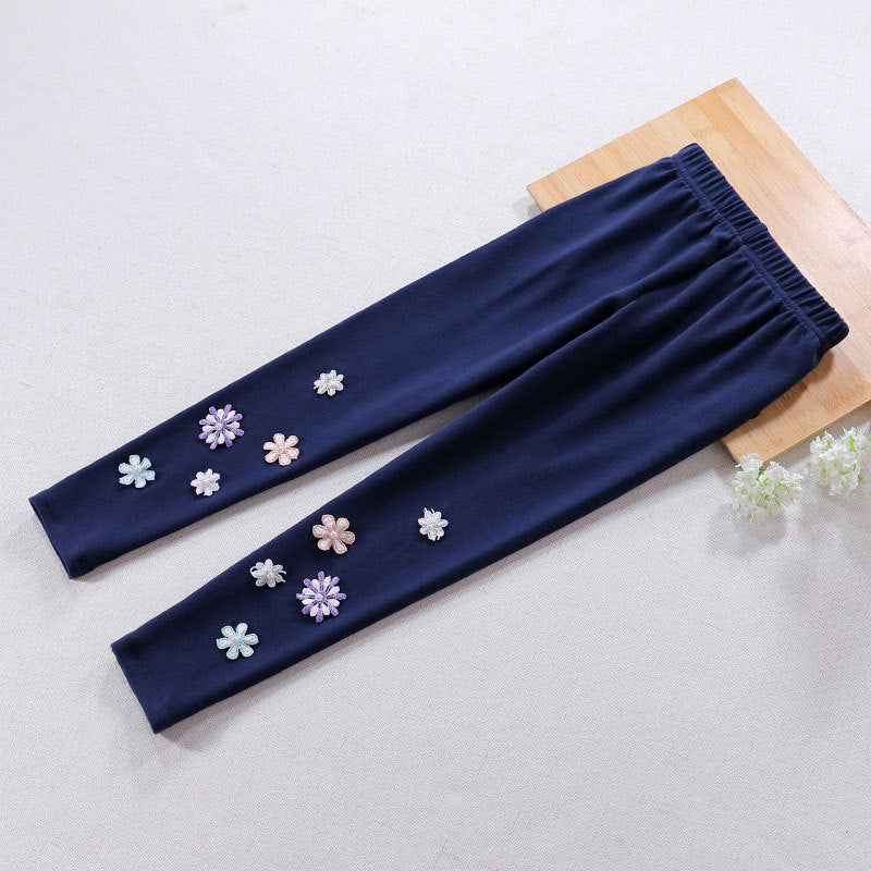 Mädchen Leggings mit floralem Applikationsdesign R&B