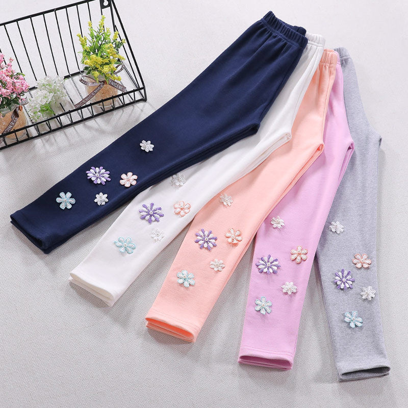 Mädchen Leggings mit floralem Applikationsdesign R&B
