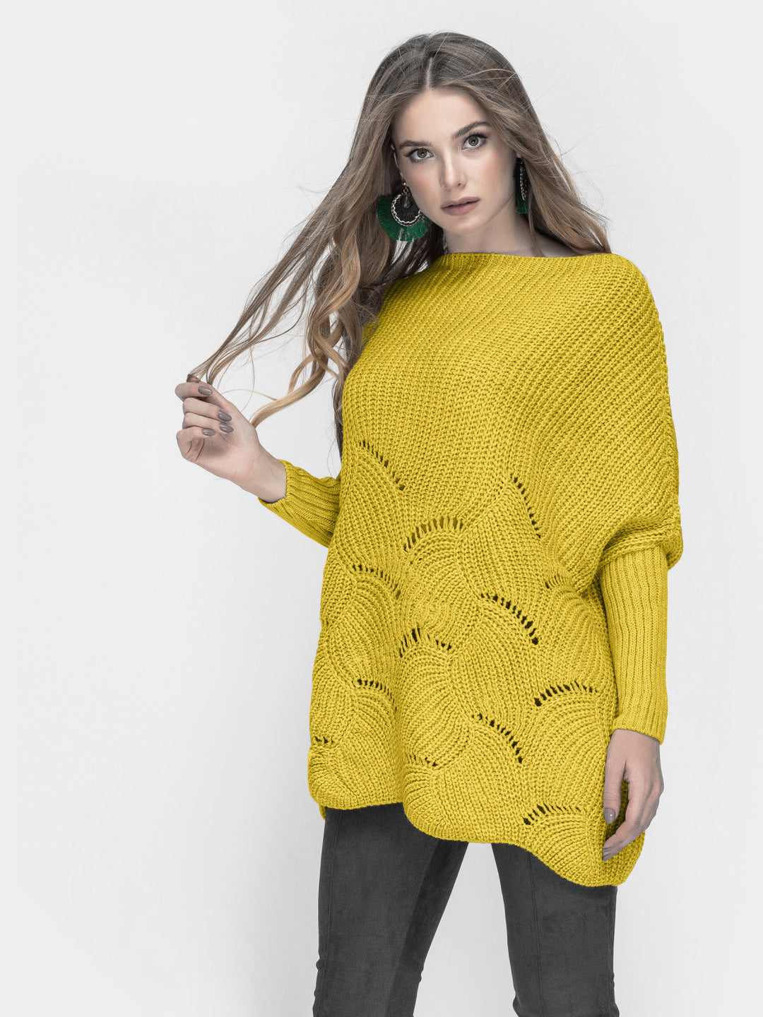 Damen Strickpullover mit luftigem Häkelmuster R&B