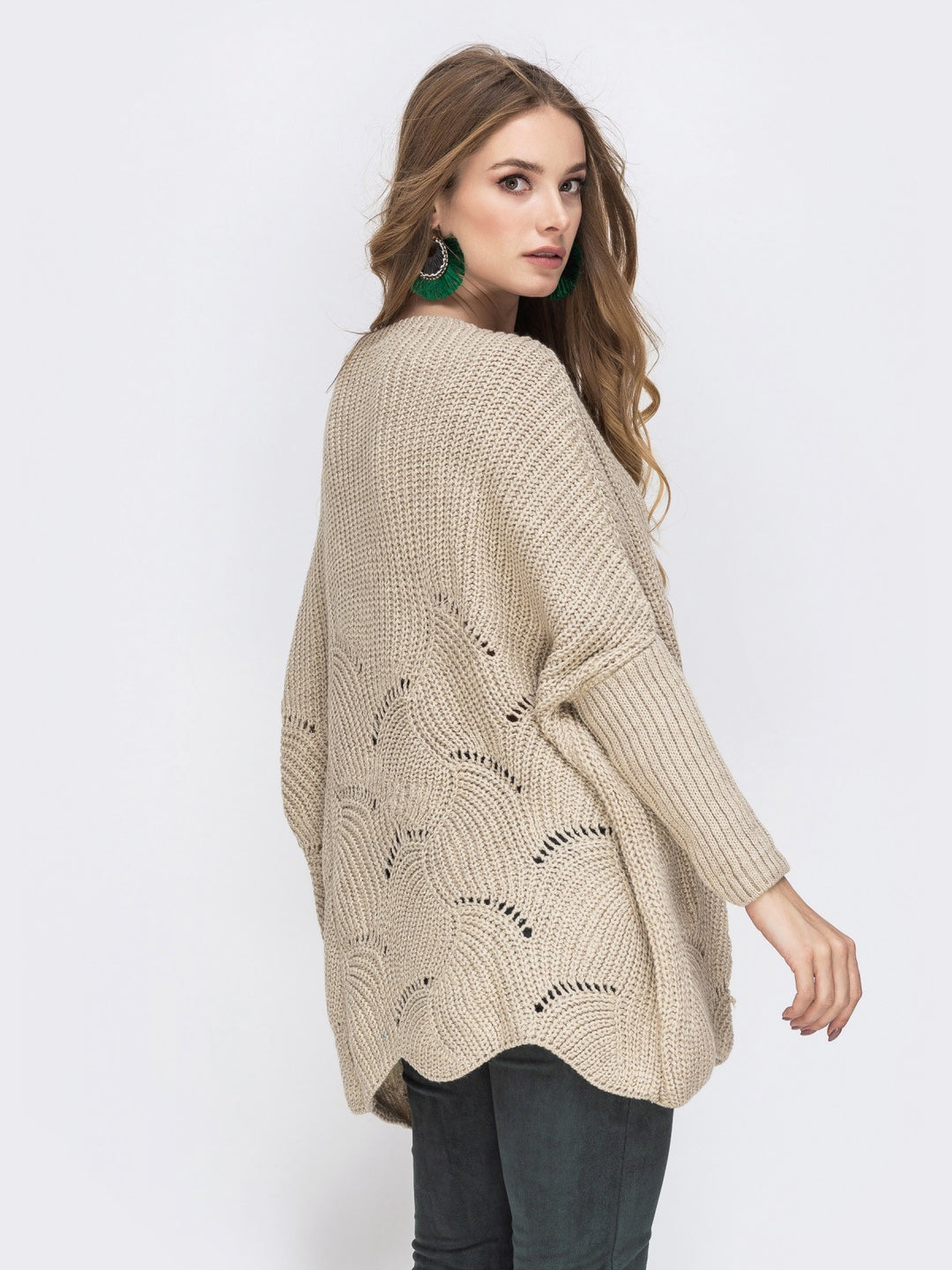 Damen Strickpullover mit luftigem Häkelmuster R&B
