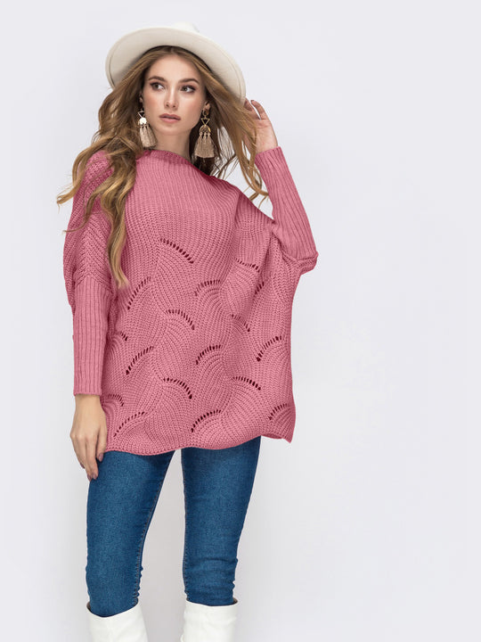 Damen Strickpullover mit luftigem Häkelmuster R&B