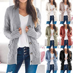 Damen Strickjacke mit dekorativen Zopfmuster und praktischen Taschen