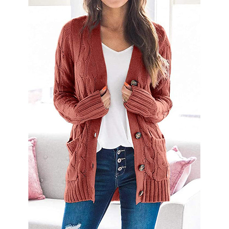Damen Strickjacke mit dekorativen Zopfmuster und praktischen Taschen R&B