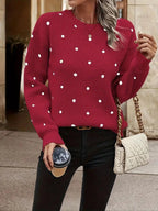 R&B | langärmliger poker-dot-pullover