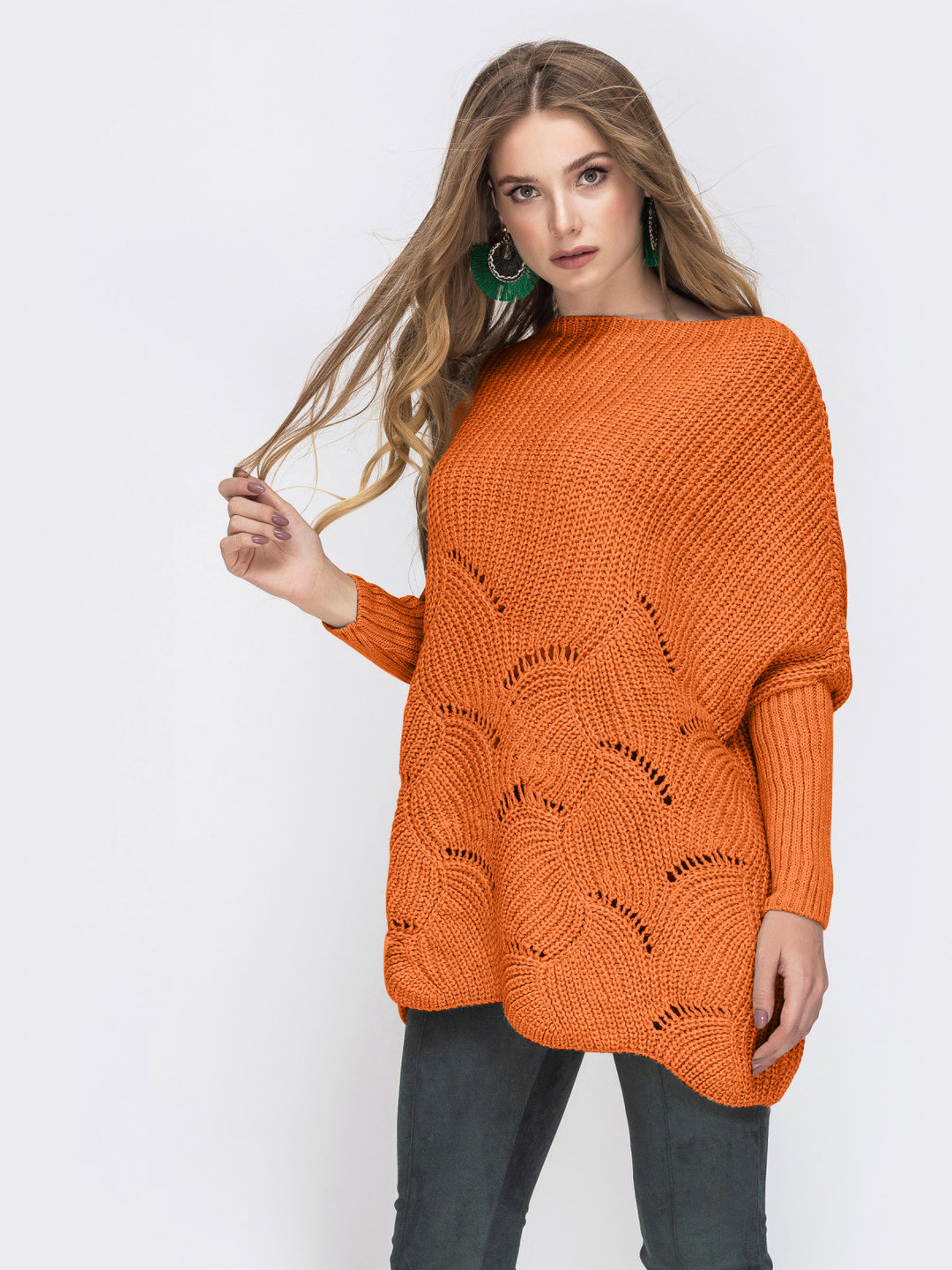 Damen Strickpullover mit luftigem Häkelmuster R&B