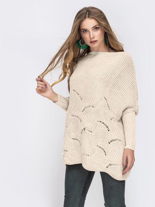 Damen Strickpullover mit luftigem Häkelmuster R&B