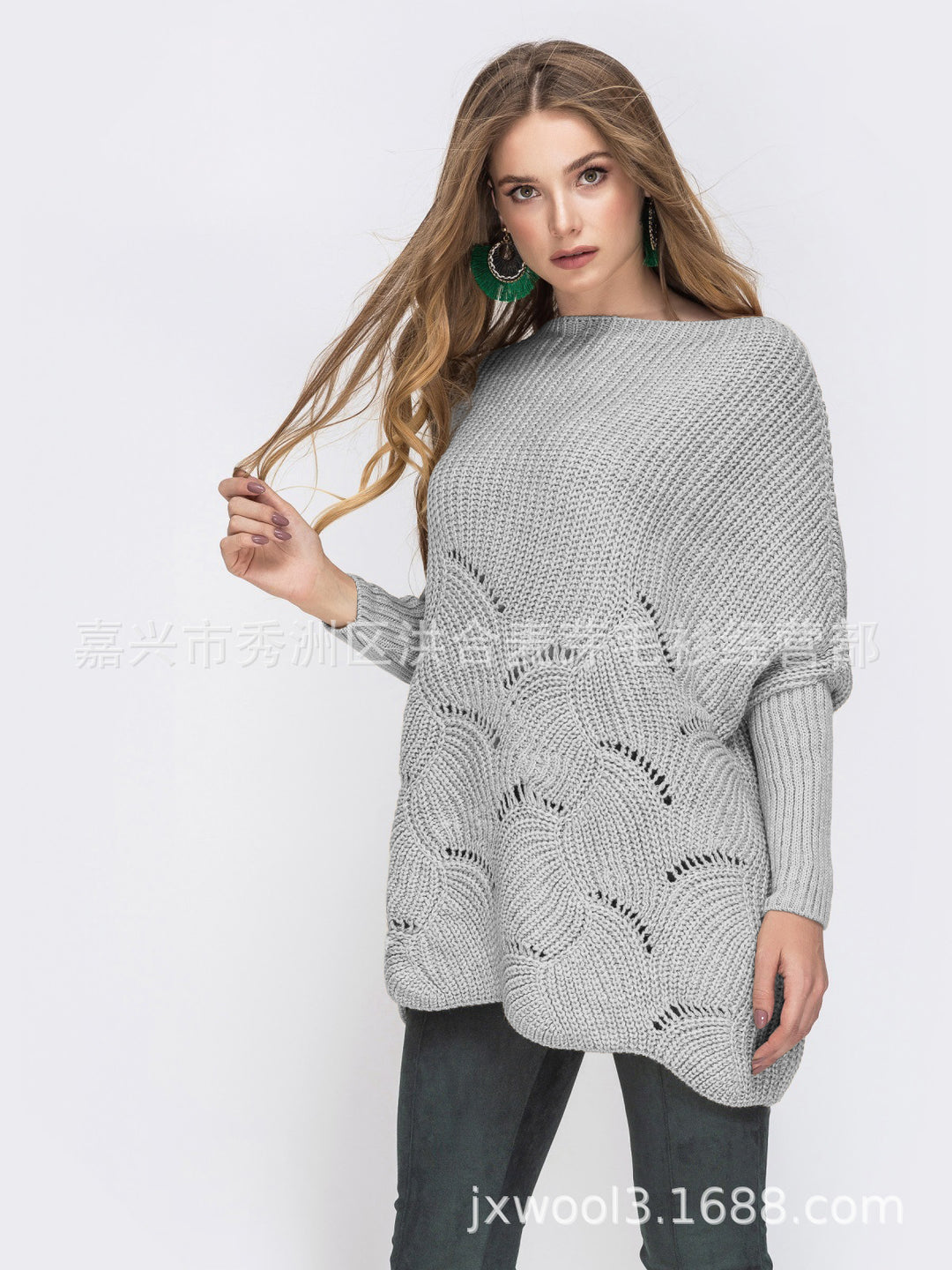 Damen Strickpullover mit luftigem Häkelmuster R&B