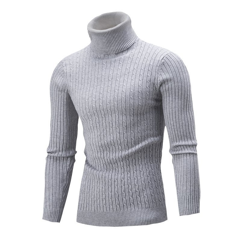 Herren gemütlicher Rollkragenpullover aus feinem Rippstrick R&B
